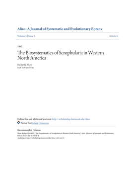 The Biosystematics of Scrophularia in Western North America 1