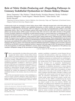 Degrading Pathways in Coronary Endothelial Dysfunction in Chronic Kidney Disease