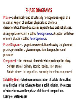 PHASE DIAGRAMS Phase –A Chemically and Structurally Homogenous Region of a Material