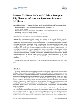 Internet GIS-Based Multimodal Public Transport Trip Planning Information System for Travelers in Lithuania