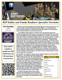 RSP Soldier and Family Readiness Specialist Newsletter