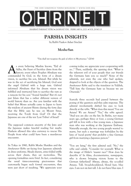 PARSHA INSIGHTS by Rabbi Yaakov Asher Sinclair