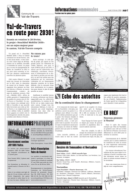 Val-De-Travers En Route Pour 2030 !