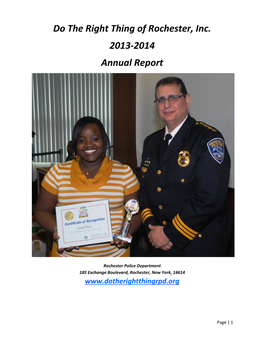 Do the Right Thing of Rochester, Inc. 2013-2014 Annual Report