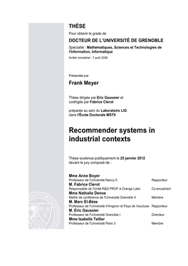 Recommender Systems in Industrial Contexts