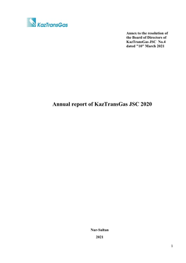 Annual Report of Kaztransgas JSC 2020