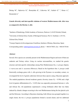 Genetic Differentiation of Endemic Species Abies Pinsapo