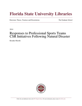 Responses to Professional Sports Teams CSR Initiatives Following Natural Disaster Kosuke Okoshi