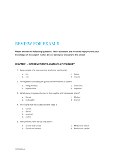 Review for Exam 1