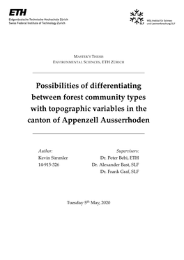 Possibilities of Differentiating Between Forest Community Types with Topographic Variables in the Canton of Appenzell Ausserrhoden