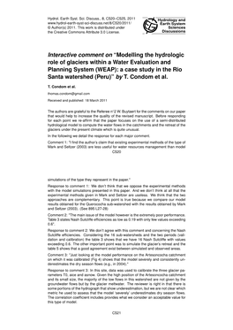 Modelling the Hydrologic Role of Glaciers Within a Water Evaluation and Planning System (WEAP): a Case Study in the Rio Santa Watershed (Peru)” by T