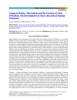 Young on Welter, 'The Linji Lu and the Creation of Chan Orthodoxy: the Development of Chan's Records of Sayings Literature'