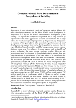 Cooperative Based Rural Development in Bangladesh: a Revisiting