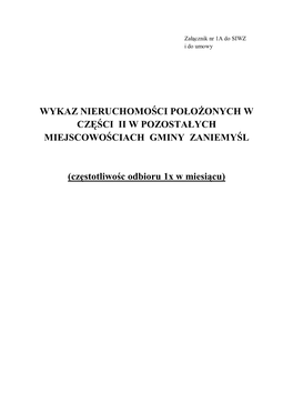 Wykaz Nieruchomości Położonych W Części Ii W Pozostałych Miejscowościach Gminy Zaniemyśl