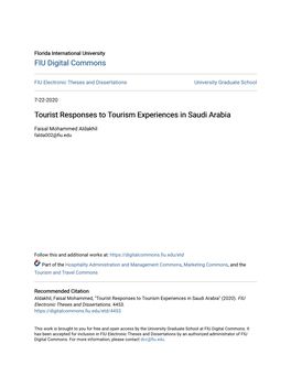 Tourist Responses to Tourism Experiences in Saudi Arabia