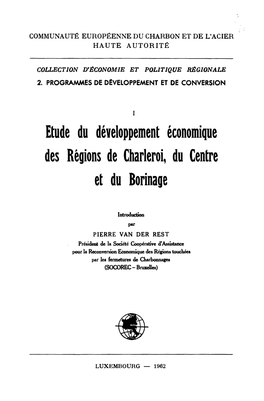Etude Du Développement Économique Des Régions De Charleroi, Du Centre Et Du Borinage