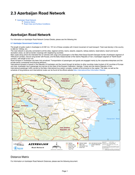 2.3 Azerbaijan Road Network