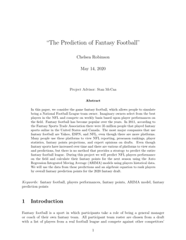 “The Prediction of Fantasy Football”