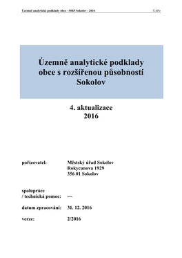 Územně Analytické Podklady Obce S Rozšířenou Působností Sokolov