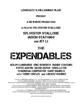 The Expendables Film Production Notes
