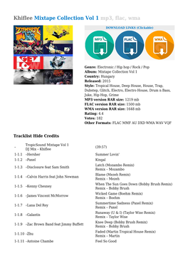 Khiflee Mixtape Collection Vol 1 Mp3, Flac, Wma