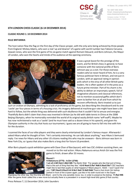 6Th London Chess Classic (6-14 December 2014)