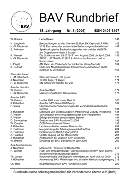 BAV Rundbrief Nr. 3 (2009)