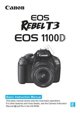 Canon EOS Rebel T3 1100D Digital SLR Camera Owners Manual