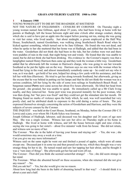 GRAYS and TILBURY GAZETTE 1900 to 1904 1 6 January 1900 YOUNG WOMAN LEFT to DIE by the ROADSIDE at SOUTHEND NOT the NATURE OF