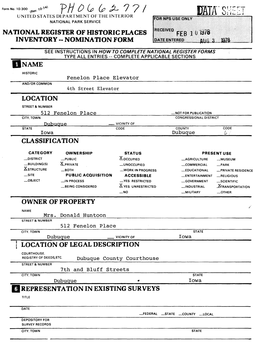 National Register of Historic Places Inventory -- Nomination Form