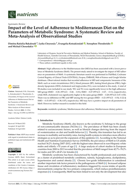 Impact of the Level of Adherence to Mediterranean Diet on the Parameters of Metabolic Syndrome: a Systematic Review and Meta-Analysis of Observational Studies