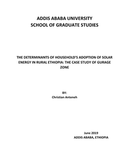 Addis Ababa University School of Graduate Studies