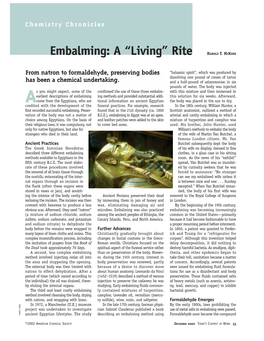 Embalming: a “Living” Rite HAROLD T