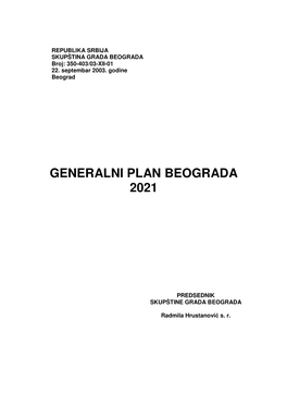Generalni Plan Beograda 2021