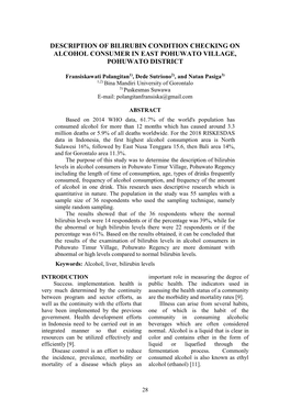 Description of Bilirubin Condition Checking on Alcohol Consumer in East Pohuwato Village, Pohuwato District