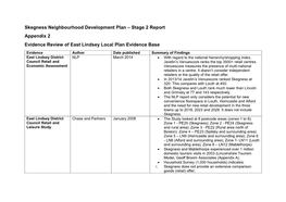 Stage 2 Report Appendix 2 Evidence Review of East Lindsey Local Plan Evidence Base