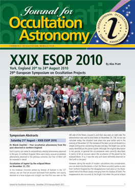 Astronomy Occultation FORMERLY OCCULTATION Astronomy NEWSLETTER