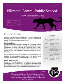 Fillmore Central Public Schools January 2020 Fillmore Central Public Schools