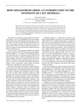 How Speleothems Grow: an Introduction to the Ontogeny of Cave Minerals