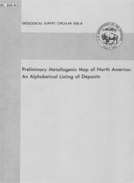 Preliminary. Metallogenic Map of North America: ·:·.·:·.··:':··:.· .·::::.::::·