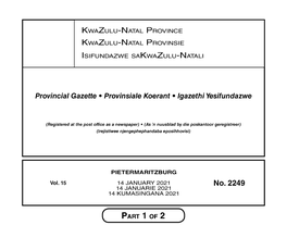 No. 2249 14 JANUARIE 2021 14 KUMASINGANA 2021