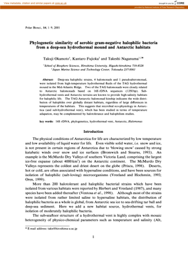 Phylogenetic Similarity of Aerobic Gram-Negative Halophilic Bacteria from a Deep-Sea Hydrothermal Mound and Antarctic Habitats