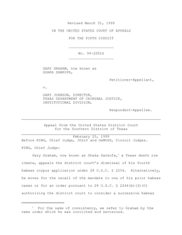 For the Sake of Consistency, We Refer to Graham by the Name Under Which He Was Convicted and Sentenced. Revised March 31, 1999 I