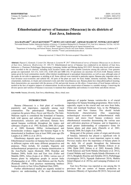 Ethnobotanical Survey of Bananas (Musaceae) in Six Districts of East Java, Indonesia