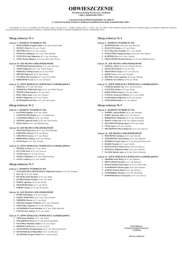OBWIESZCZENIE Powiatowej Komisji Wyborczej W Siedlcach Z Dnia 1 Października 2018 R