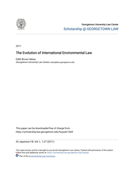 The Evolution of International Environmental Law