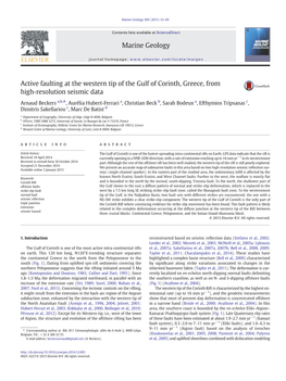 Active Faulting at the Western Tip of the Gulf of Corinth, Greece, from High-Resolution Seismic Data