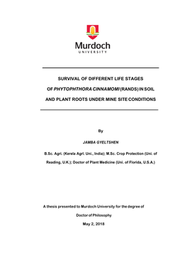 Of Phytophthora Cinnamomi (Rands) in Soil