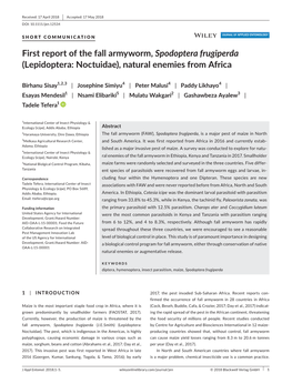 First Report of the Fall Armyworm, Spodoptera Frugiperda (Lepidoptera: Noctuidae), Natural Enemies from Africa