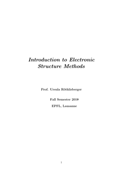 Introduction to Electronic Structure Methods